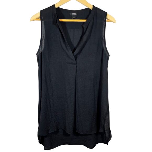 M Ana A New Approach Black Semi Sheer Sleeveless Blouse Top Size M Flowy Tunic - Picture 1 of 9